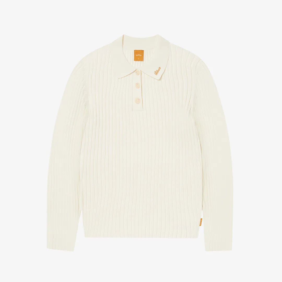 RIB KNITTED POLO - PAPYRUS
