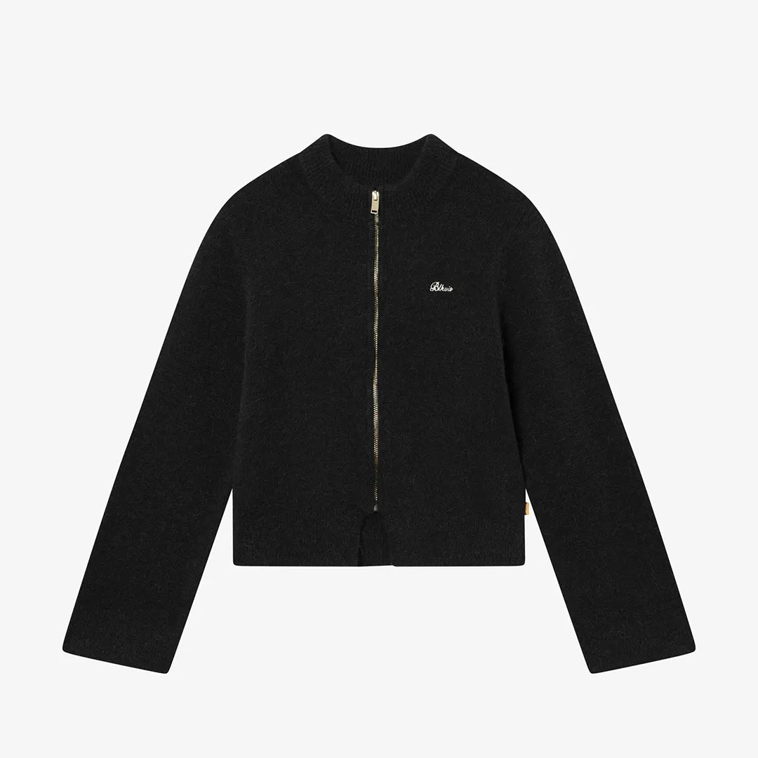 HAIRY STRUCTURE CARDIGAN - BLACK