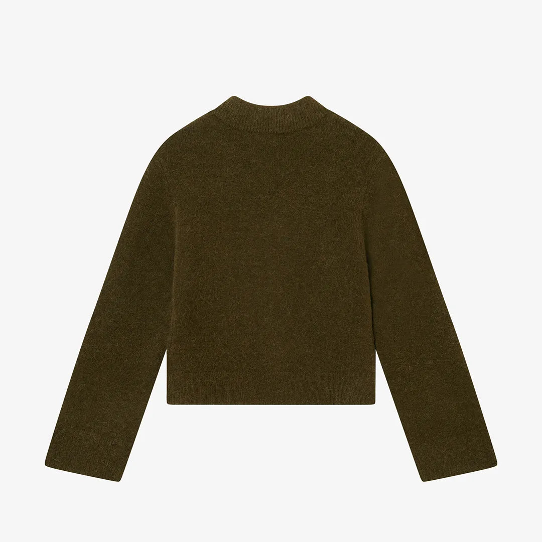 HAIRY STRUCTURE CARDIGAN - MILITARY OLIVE