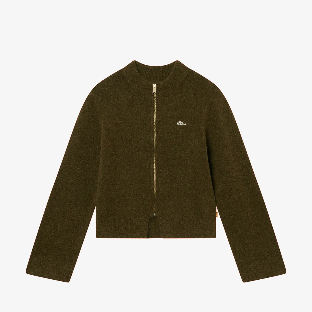 HAIRY STRUCTURE CARDIGAN - MILITARY OLIVE
