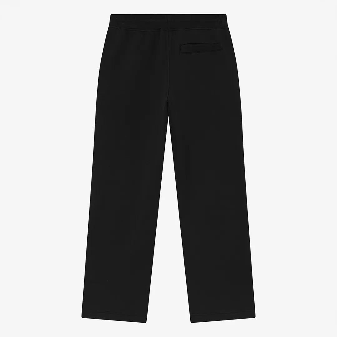 PLEATED STRAIGHT LEG SWEATPANTS - BLACK