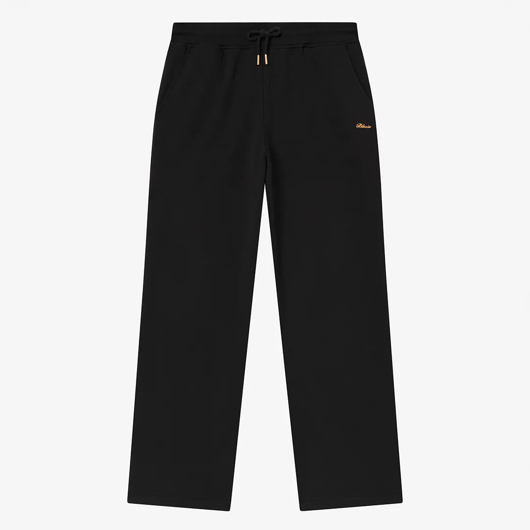 PLEATED STRAIGHT LEG SWEATPANTS - BLACK