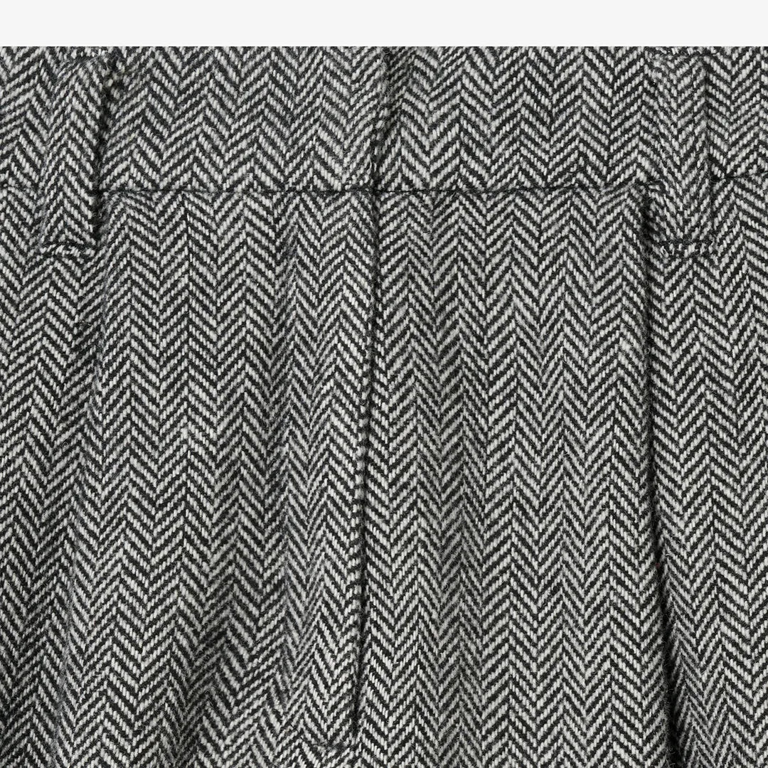 HERRINGBONE WOOL SUIT TROUSERS - BLACK