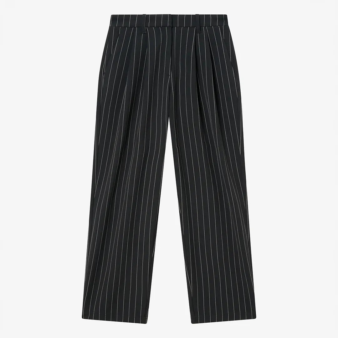 STRIPED SUIT TROUSERS - BLACK