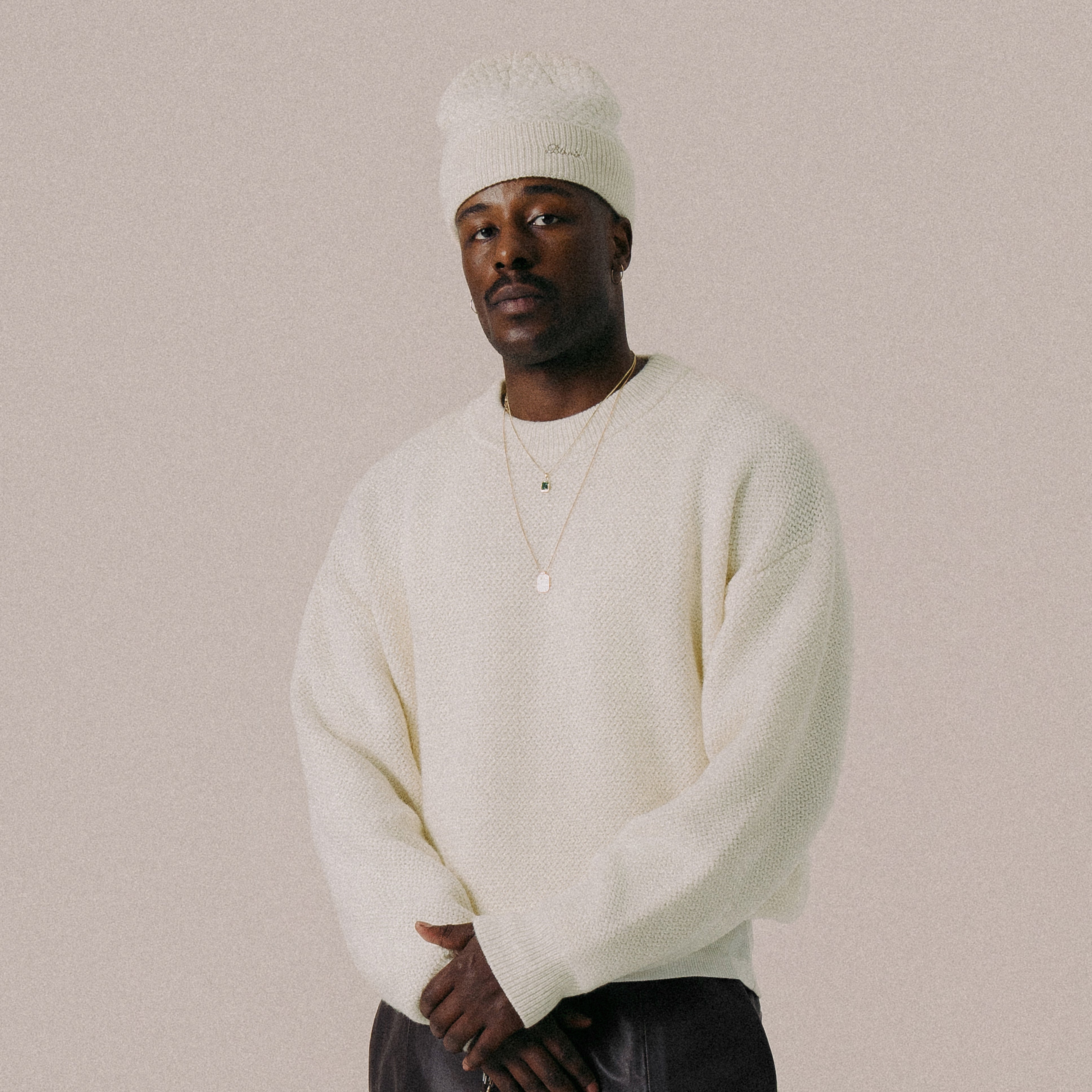 BLKVIS SCRIPT HEAVY KNIT SWEATER - ANTIQUE WHITE