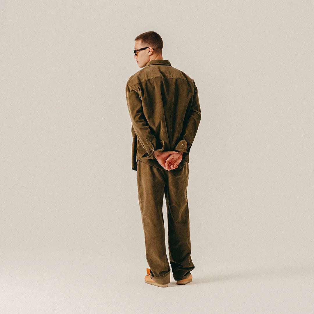 BUTTON DOWN CORDUROY SHIRT - MILITARY OLIVE