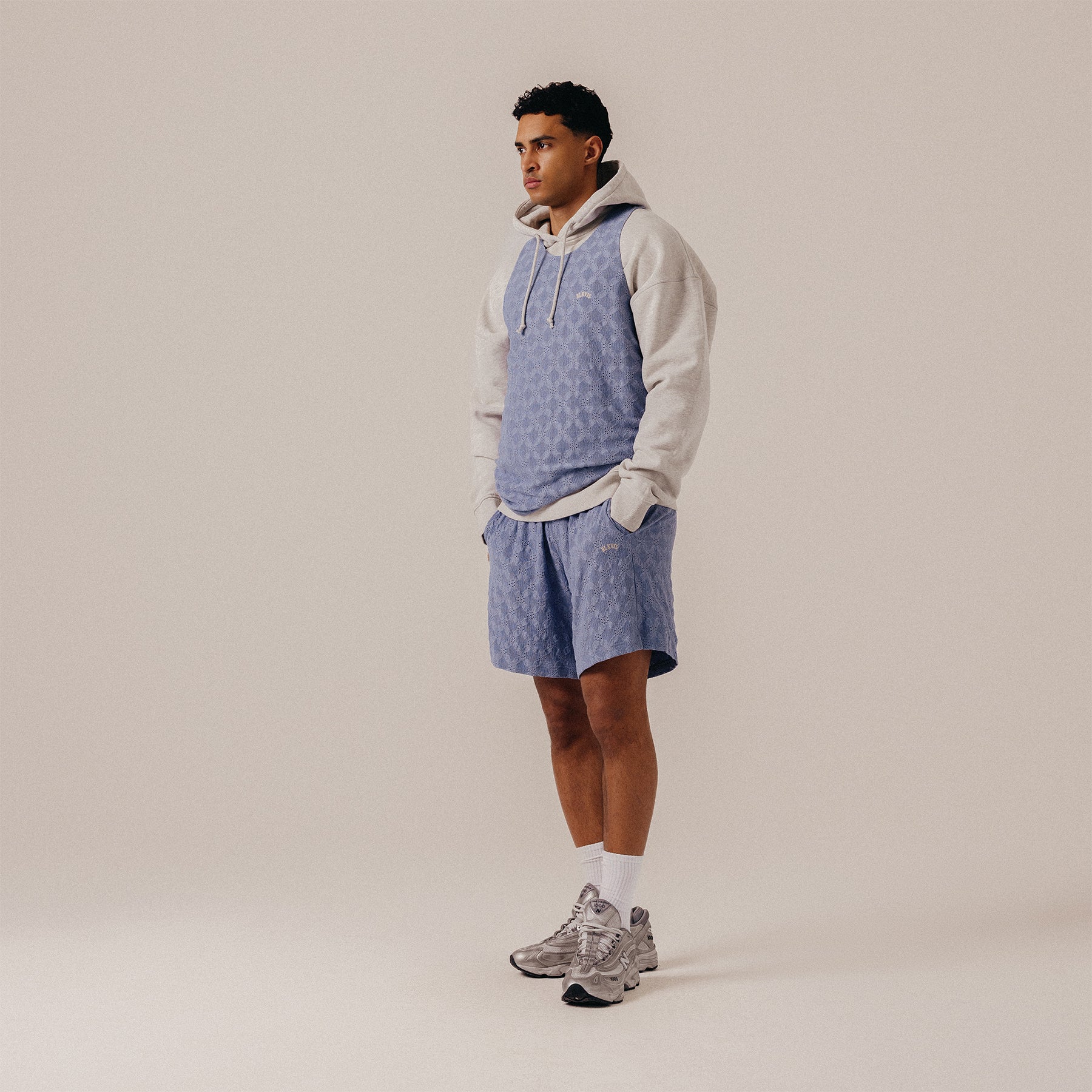 LACE SHORTS - STONE WASH BLUE
