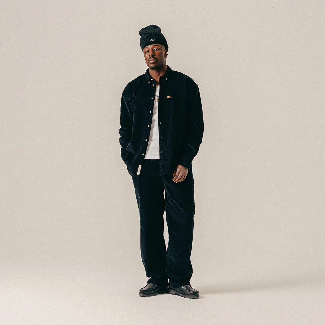 SCRIPT CORDUROY TROUSERS - BLACK