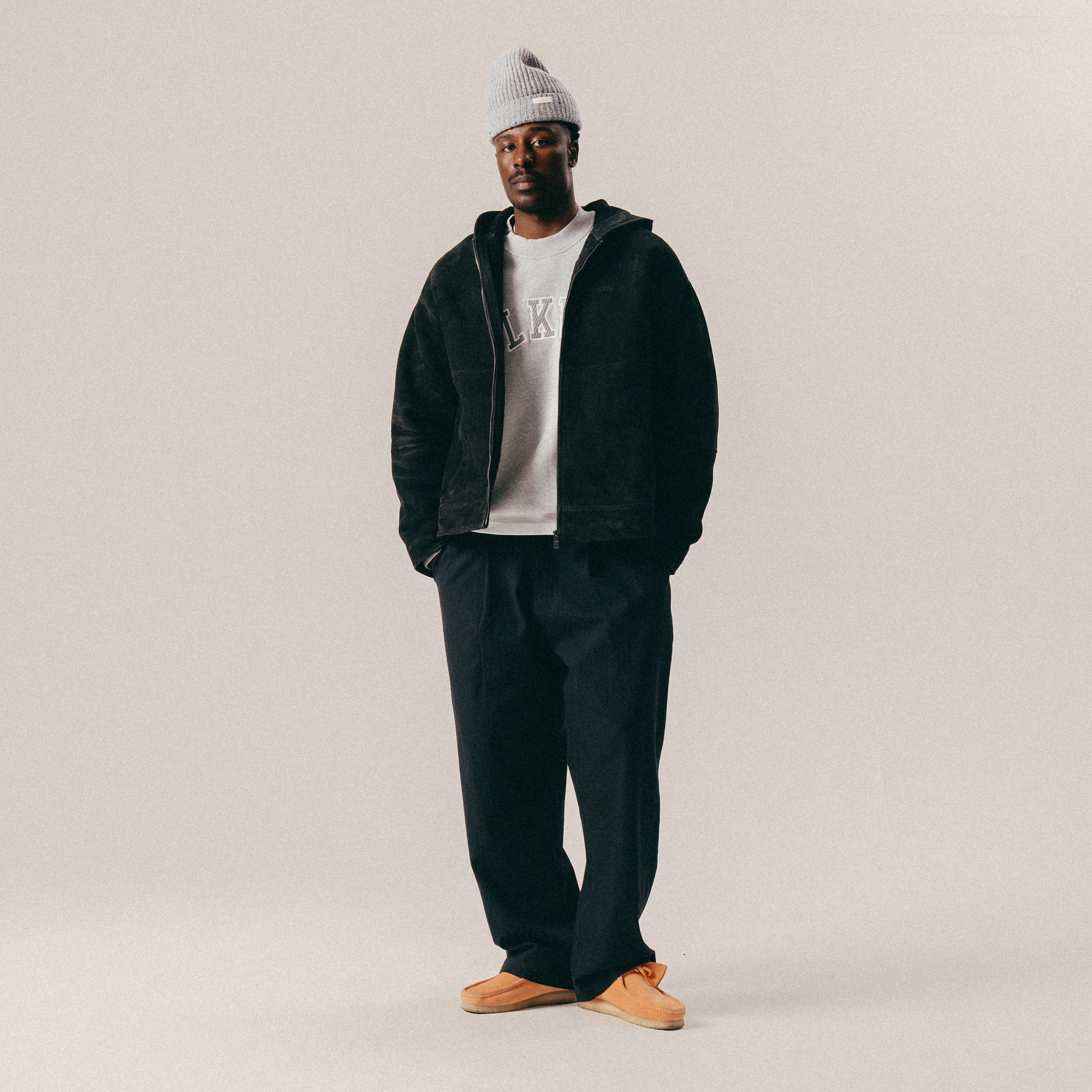 BLKVIS HOODED LEATHER JACKET - BLACK