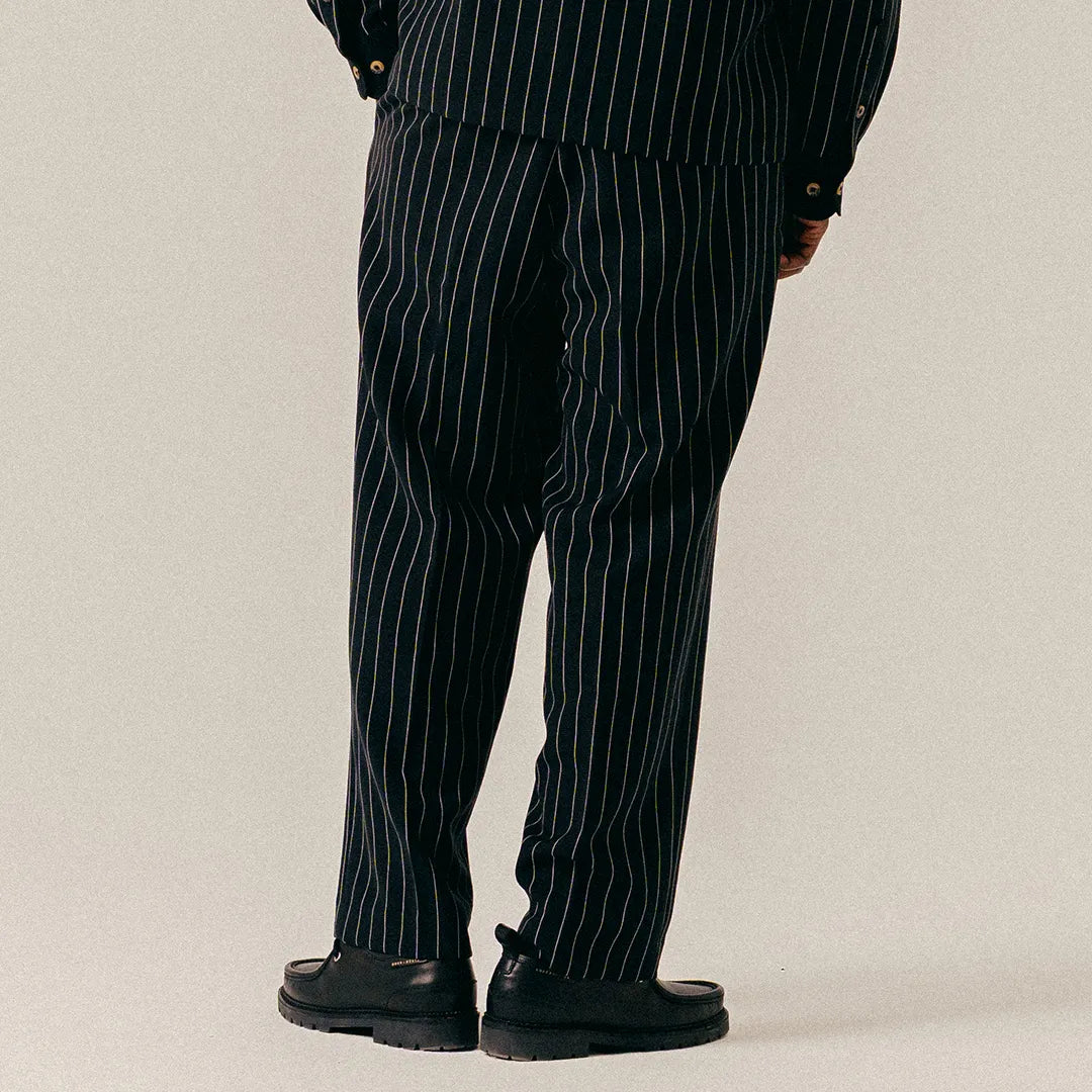 STRIPED SUIT TROUSERS - BLACK