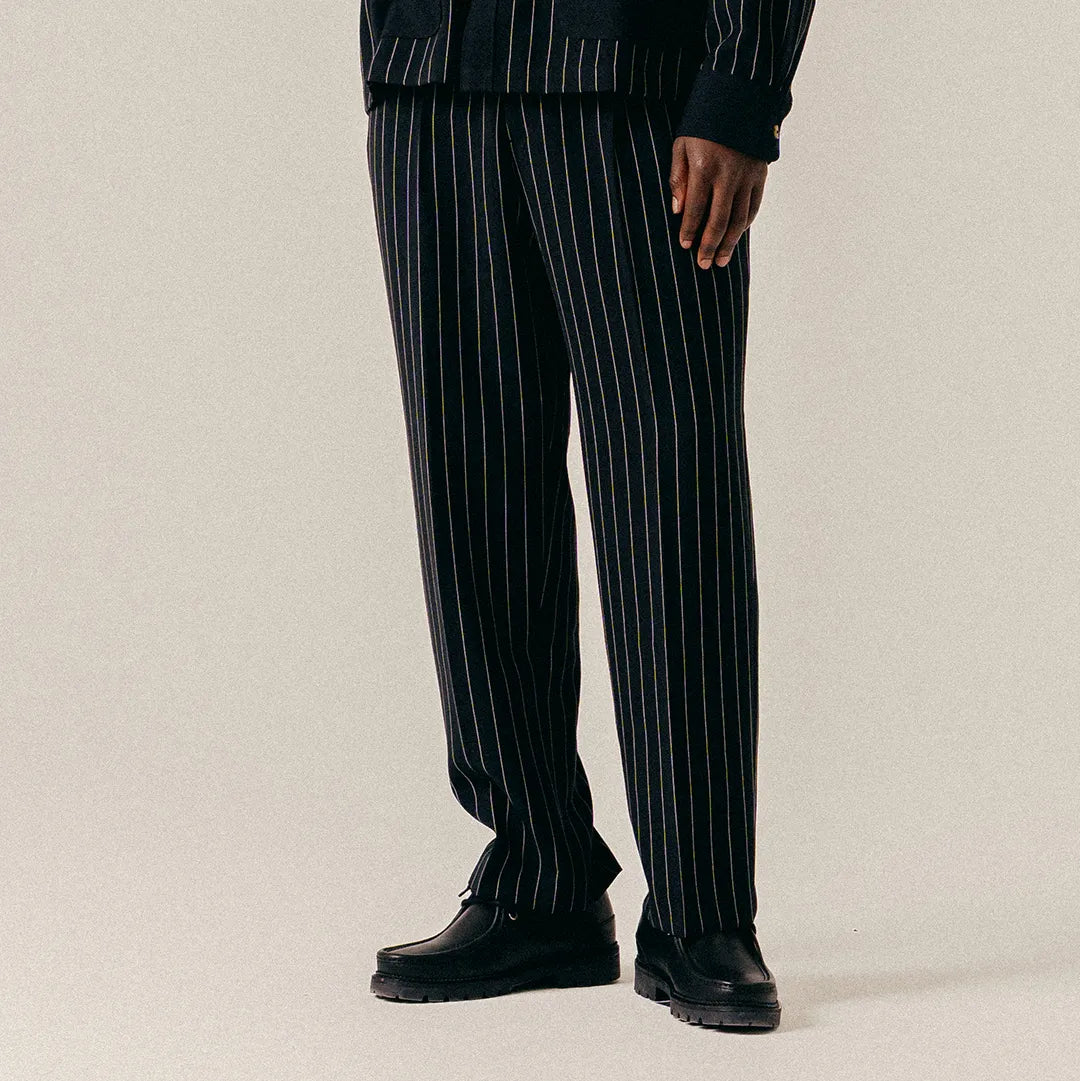 STRIPED SUIT TROUSERS - BLACK
