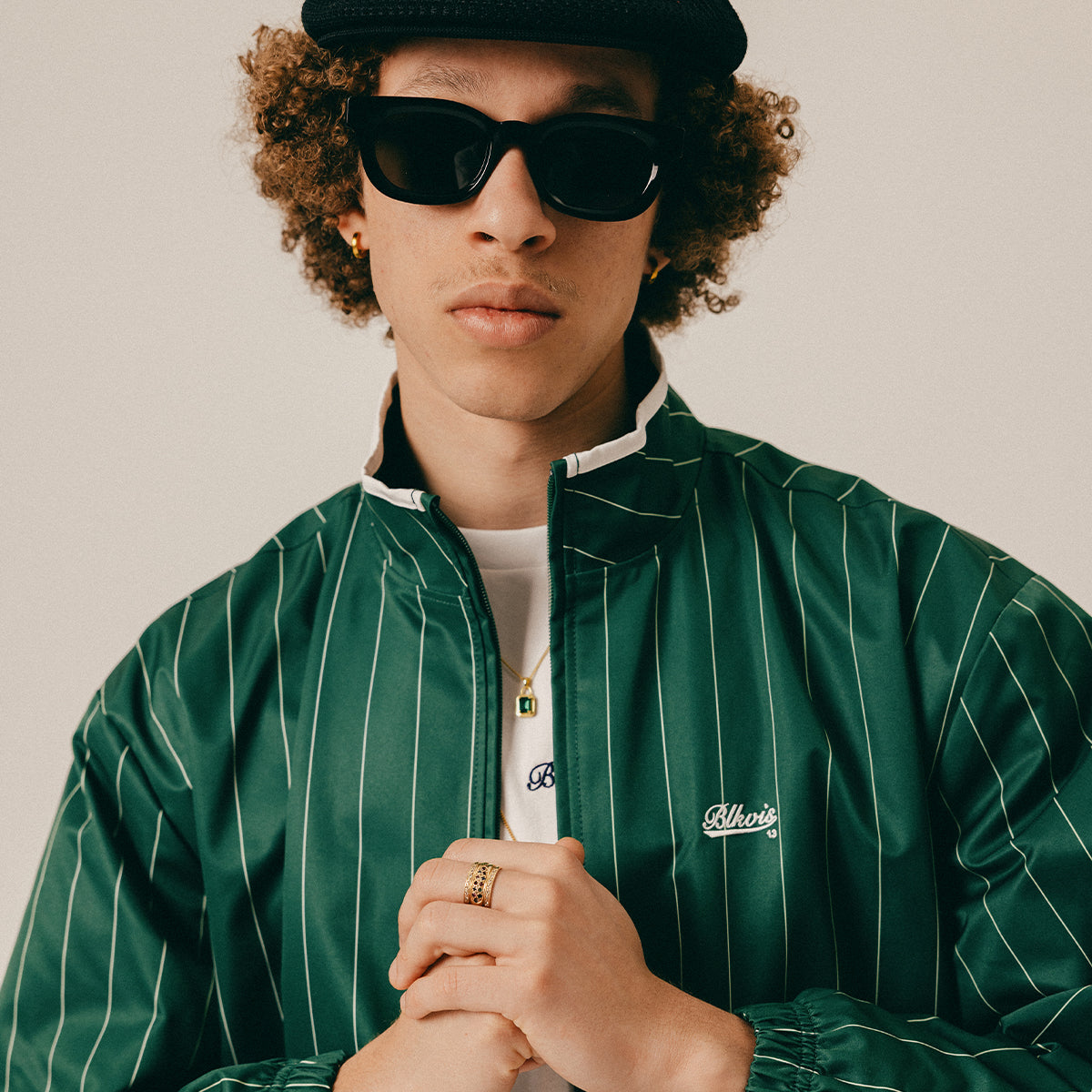 STRIPED TRACK JACKET - HUNTER GREEN