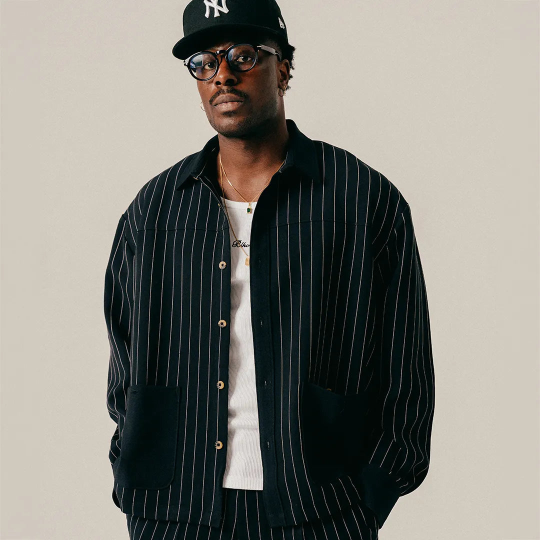 STRIPED OVERSHIRT - BLACK