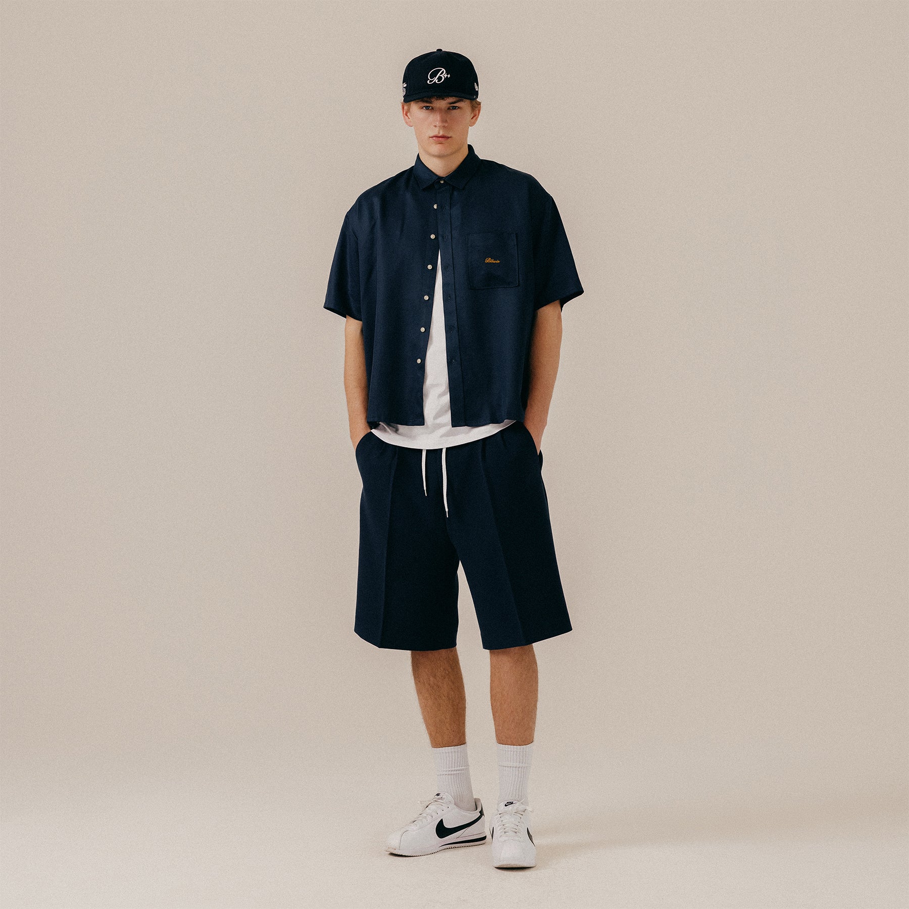 TENCEL BOXY SHORTSLEEVE SHIRT - BLUEBERRY
