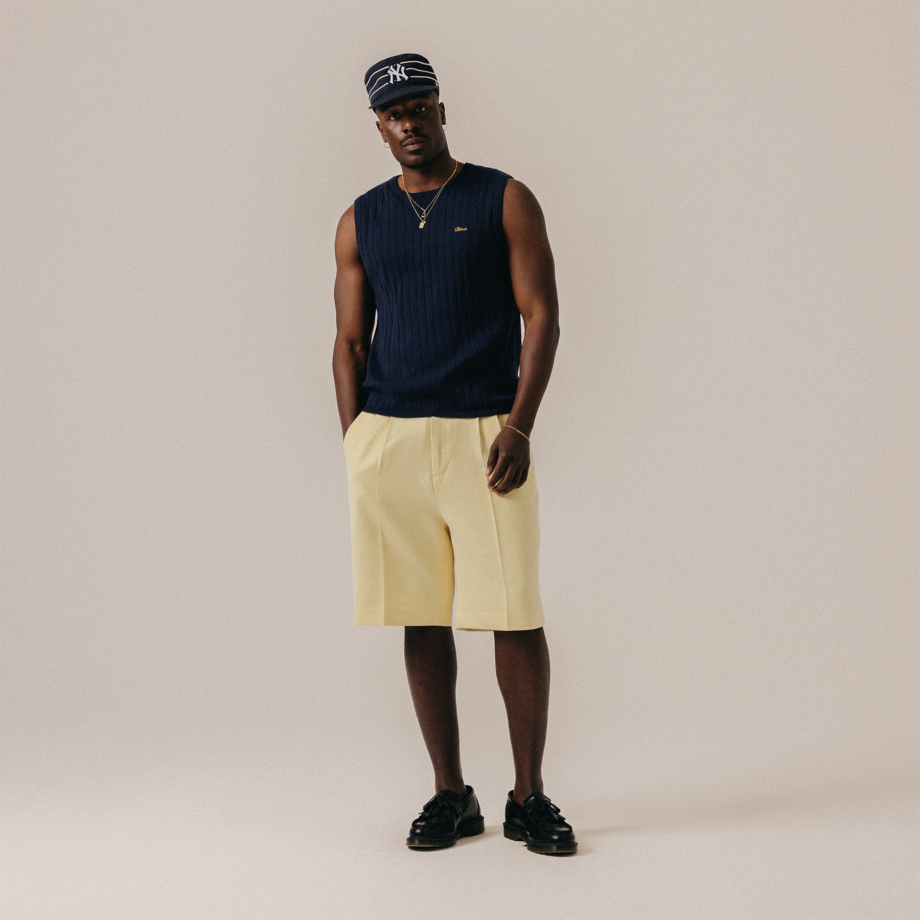 RIB KNITTED SLEEVELESS - BLUEBERRY