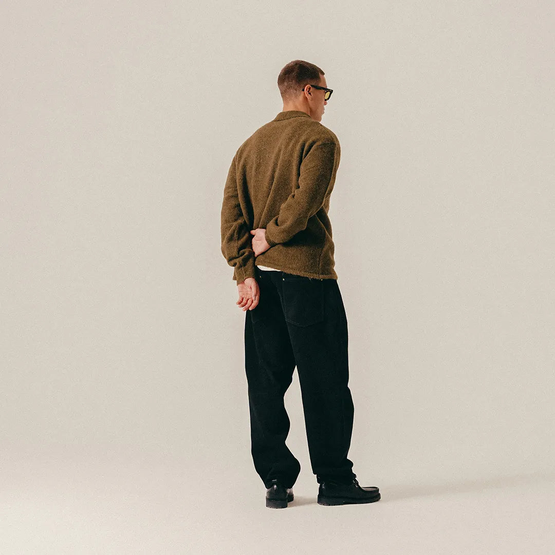 HAIRY STRUCTURE LONGLEEVE POLO - MILITARY OLIVE