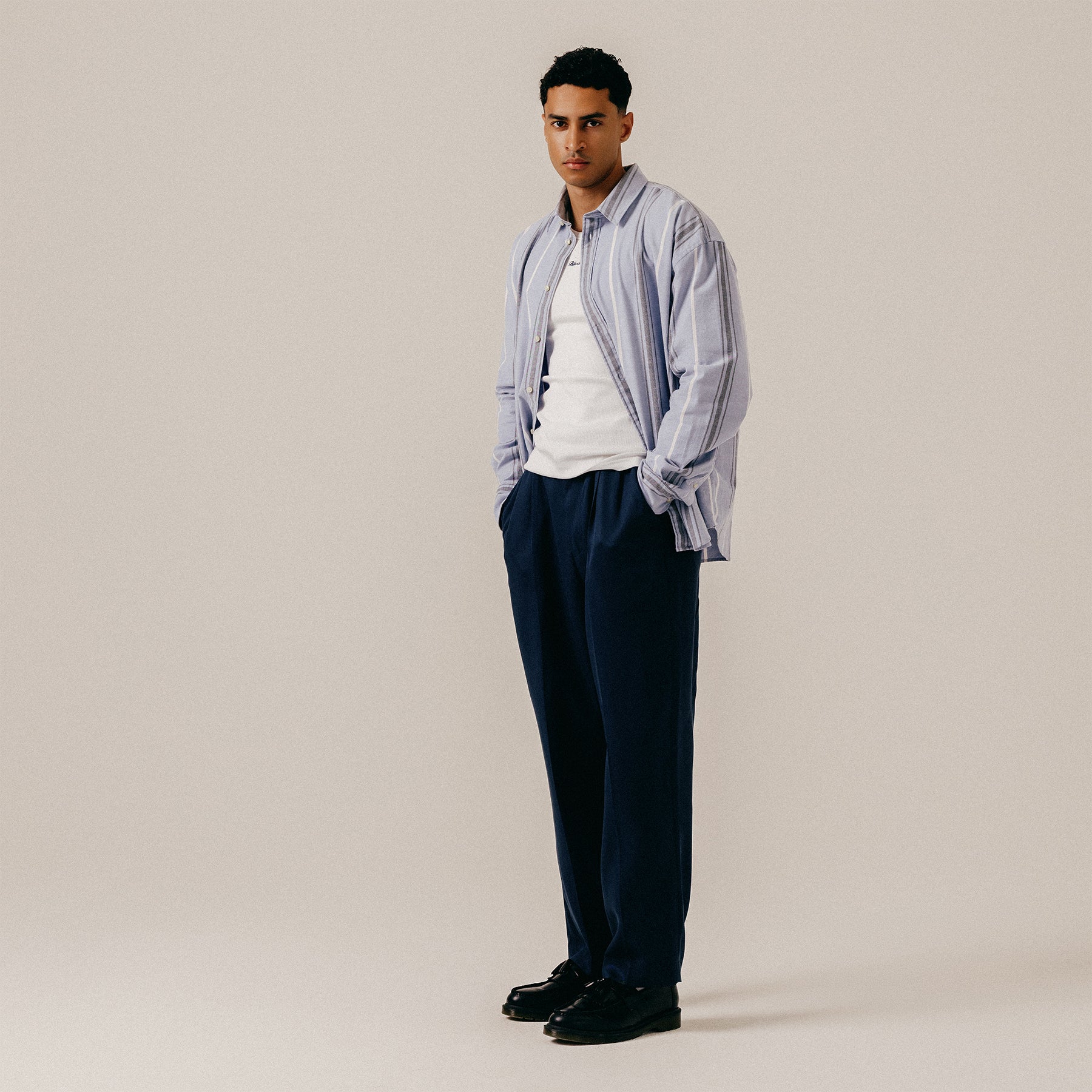 SCRIPT HEAVY SHIRT - STONE WASH BLUE