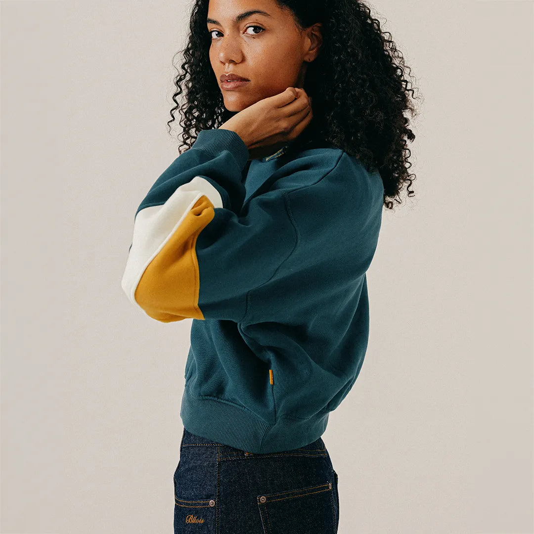 COLOR BLOCK CREWNECK - SEA MOSS