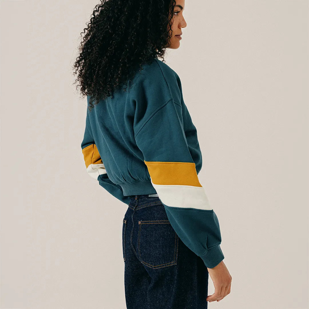 COLOR BLOCK CREWNECK - SEA MOSS
