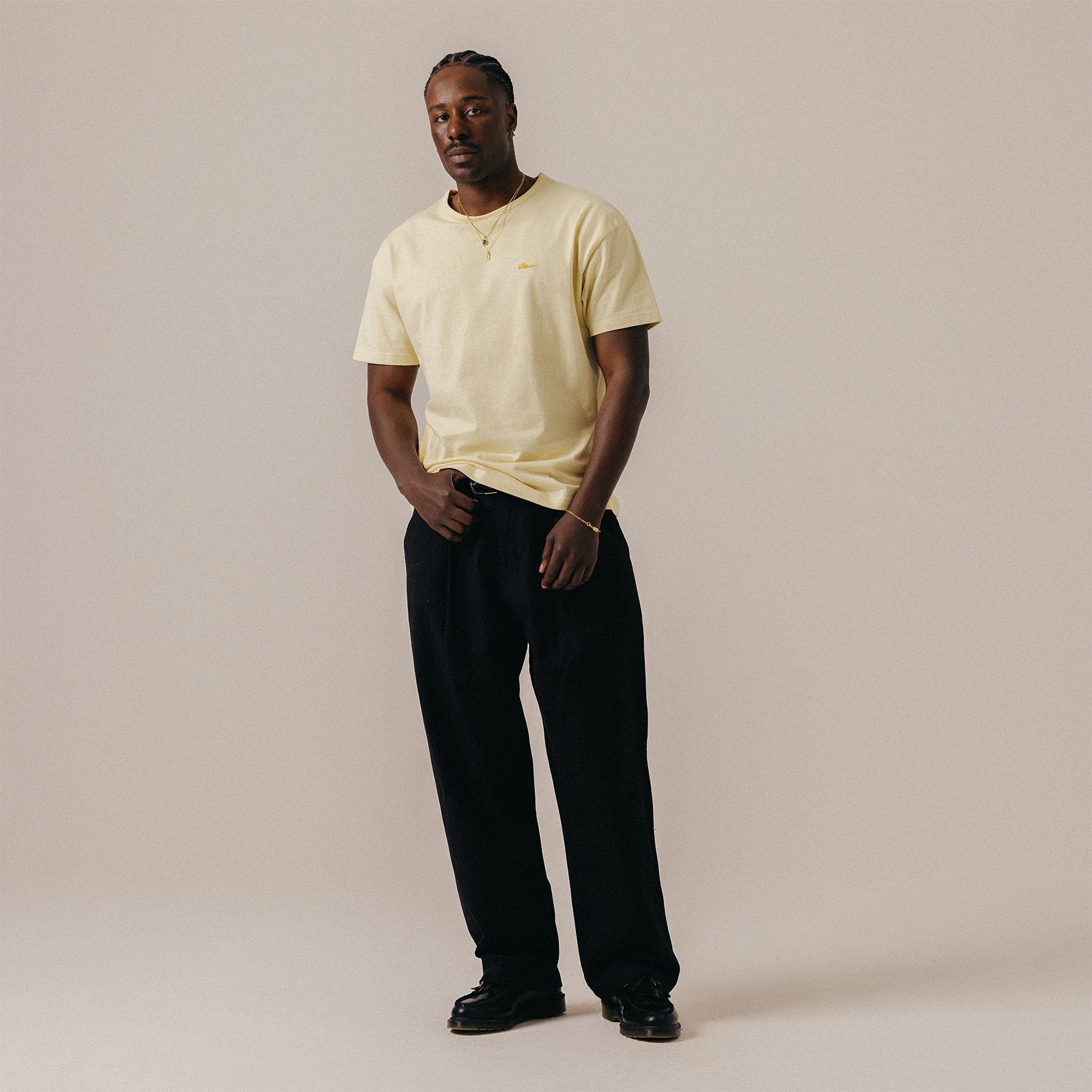 LINEN SCRIPT TEE - FLAN