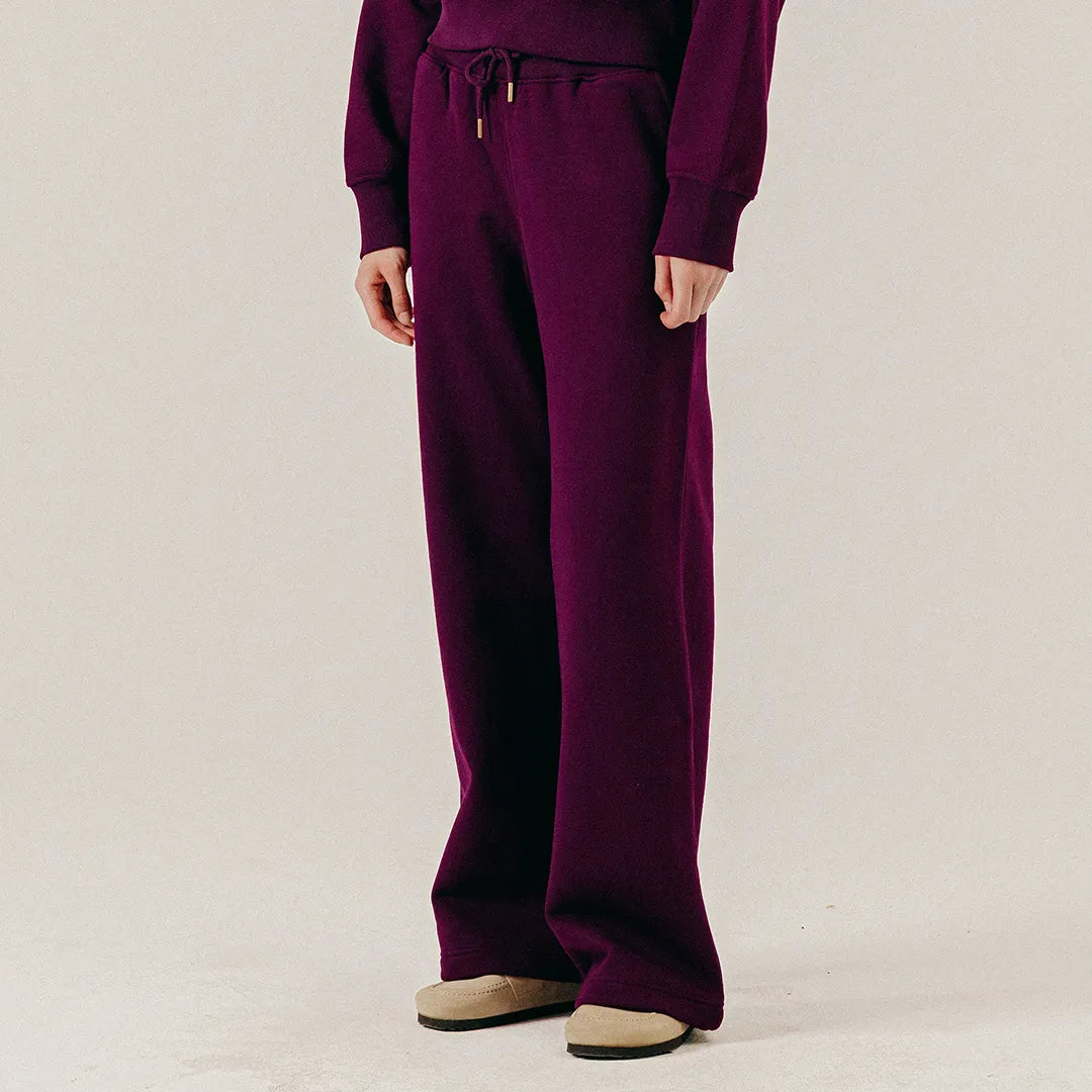 PLEATED STRAIGHT LEG SWEATPANTS - DARK PURPLE