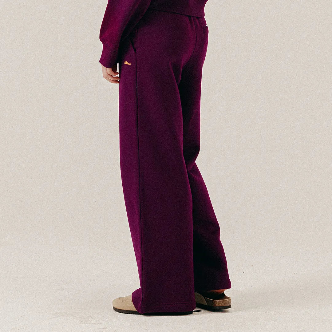 PLEATED STRAIGHT LEG SWEATPANTS - DARK PURPLE