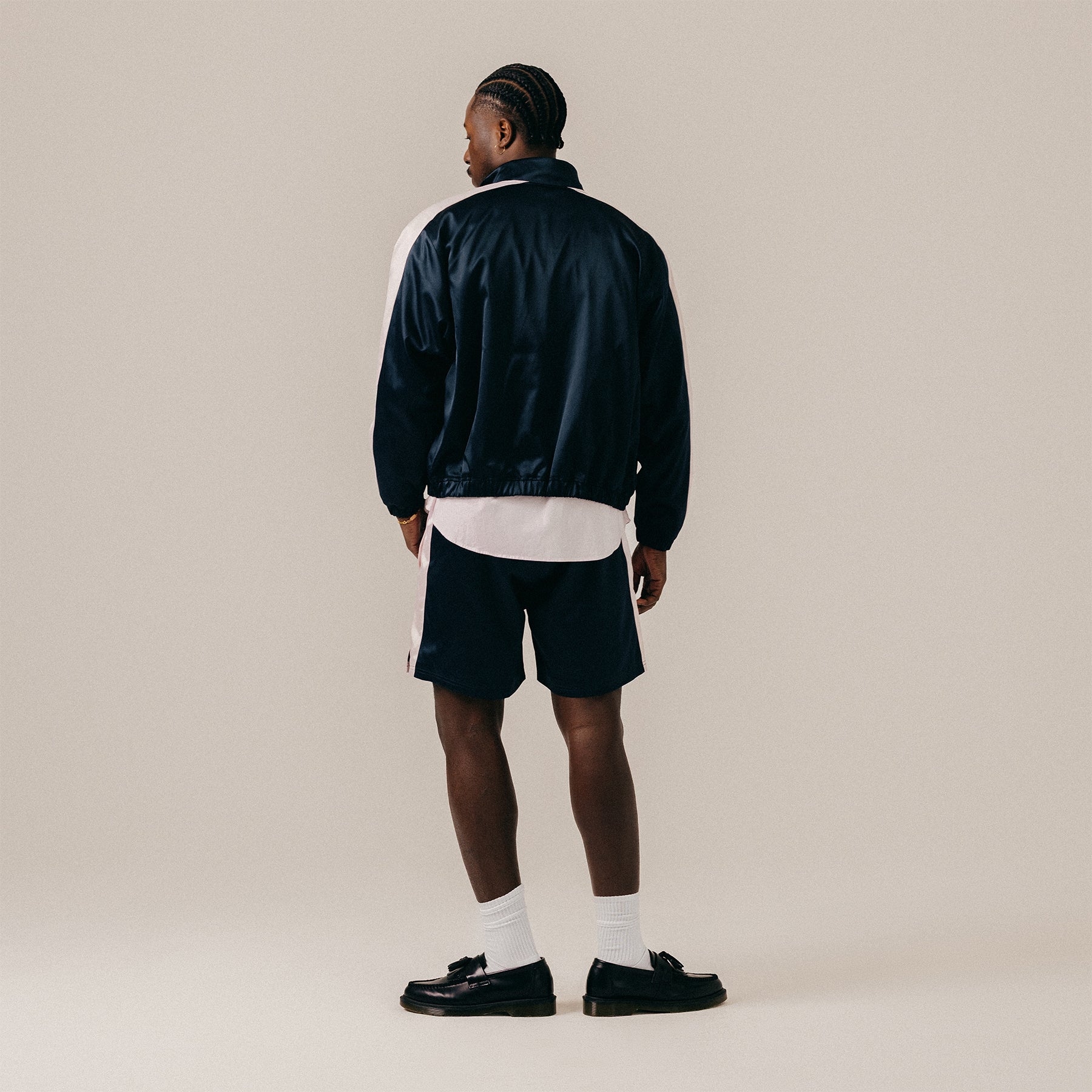WASHED SATIN TRACK JACKET - BLUEBERRY