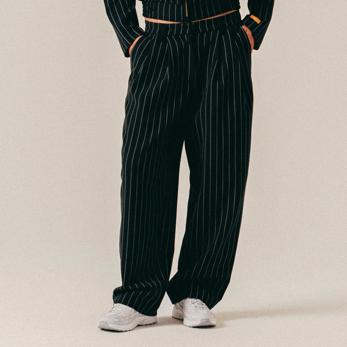 STRIPED SUIT TROUSERS - BLACK