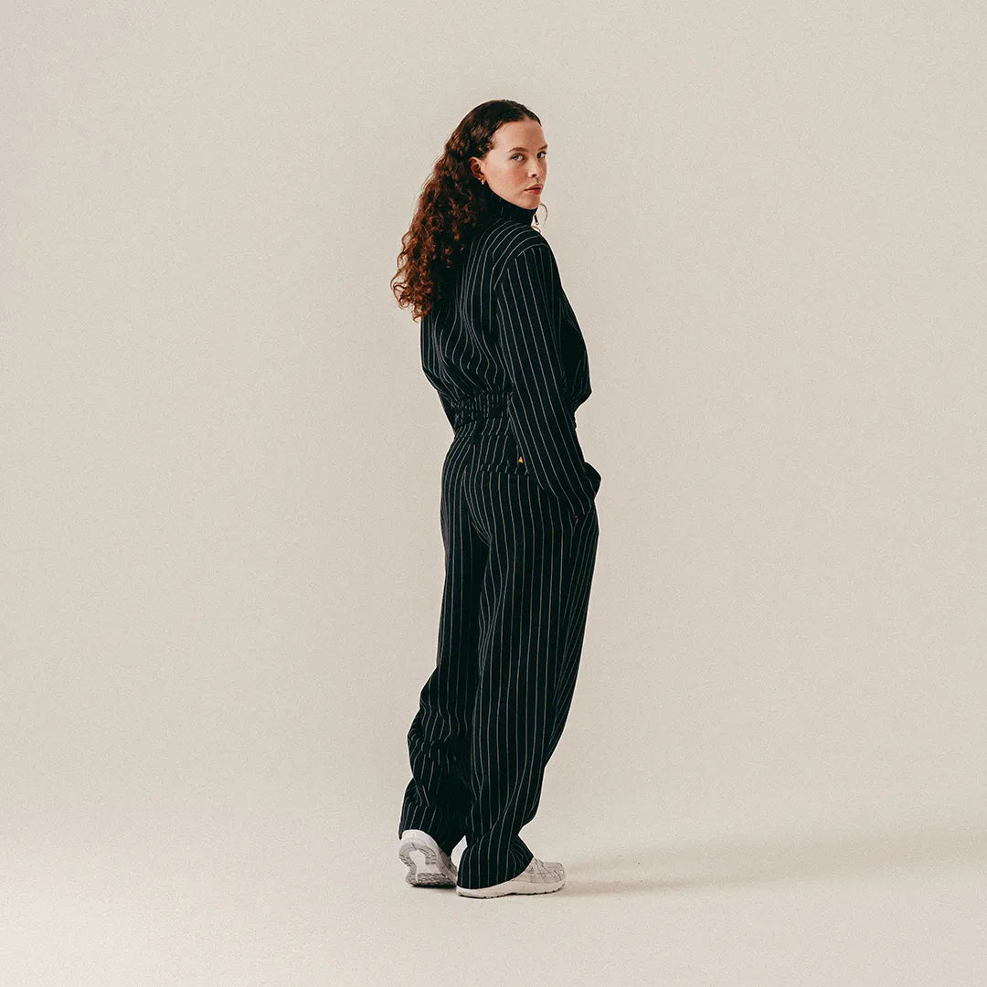 STRIPED SUIT TROUSERS - BLACK