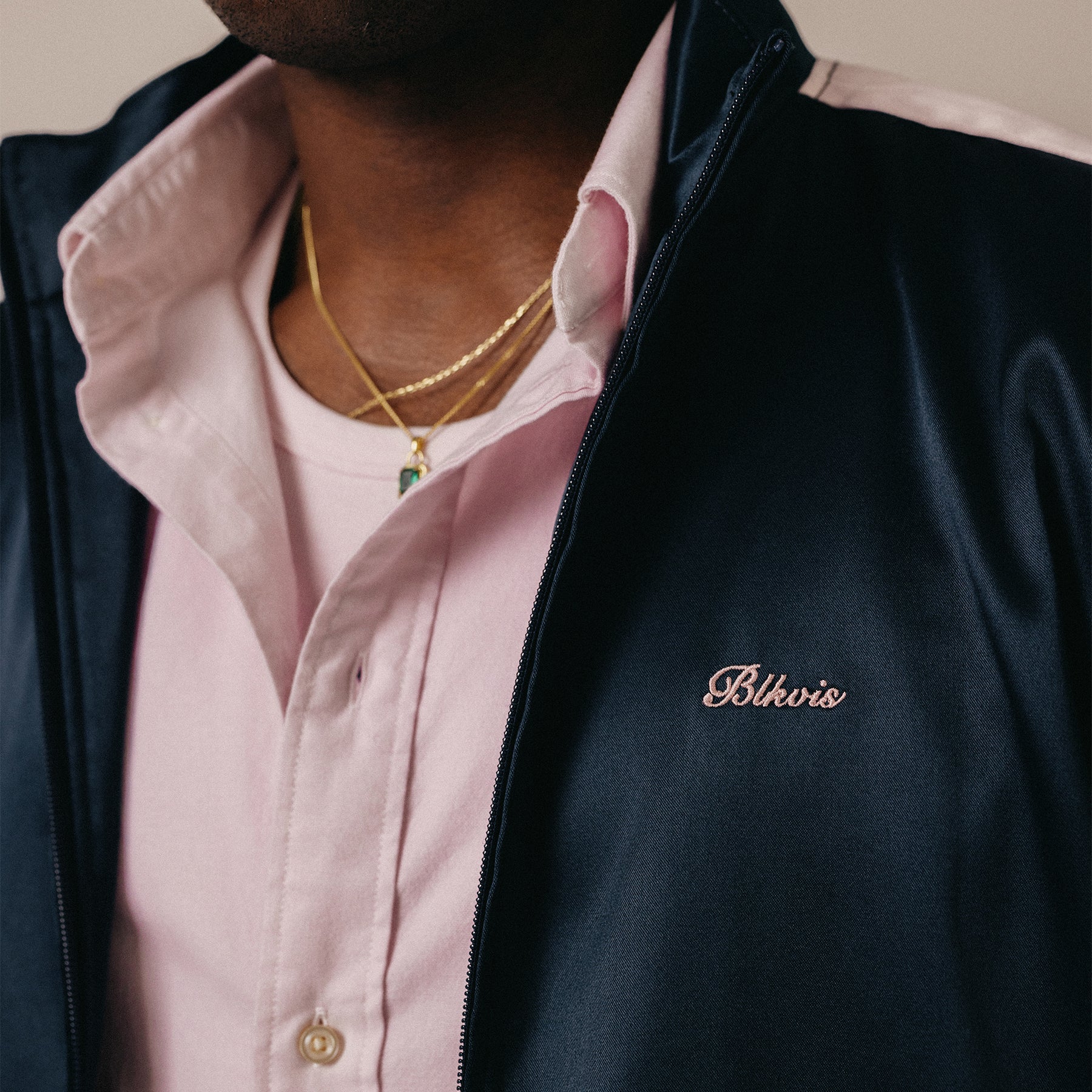 WASHED SATIN TRACK JACKET - BLUEBERRY