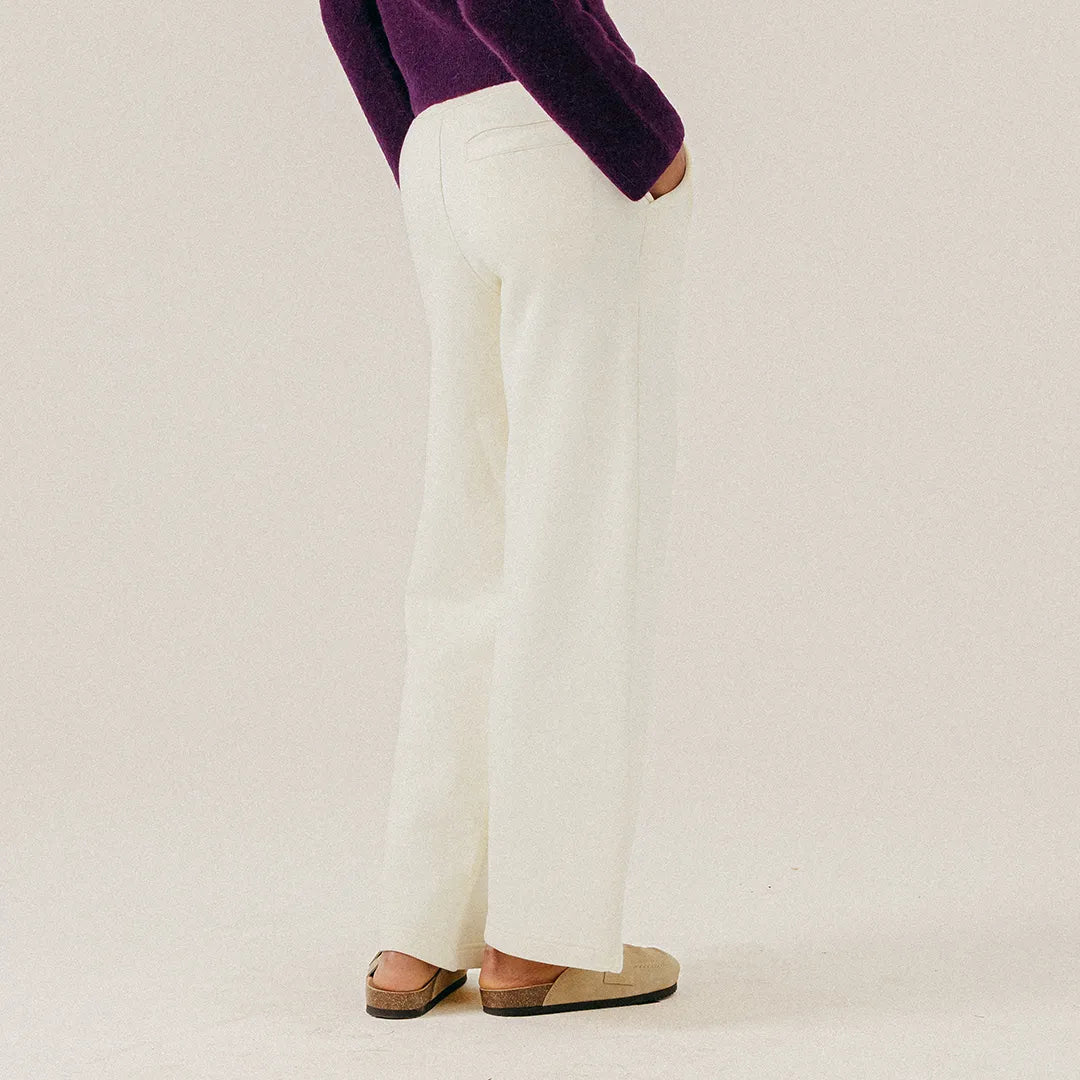 PLEATED STRAIGHT LEG SWEATPANTS - PAPYRUS