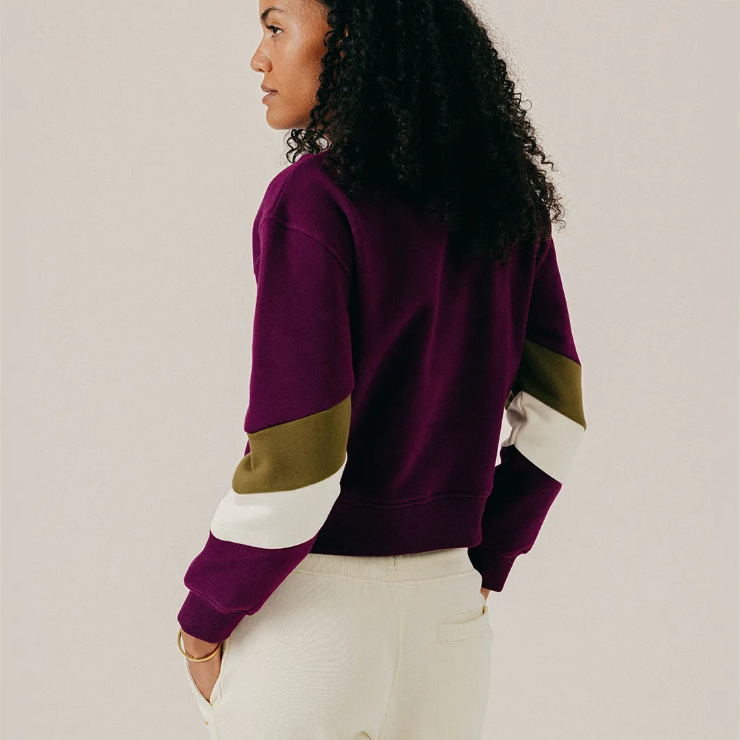 COLOR BLOCK CREWNECK - DARK PURPLE