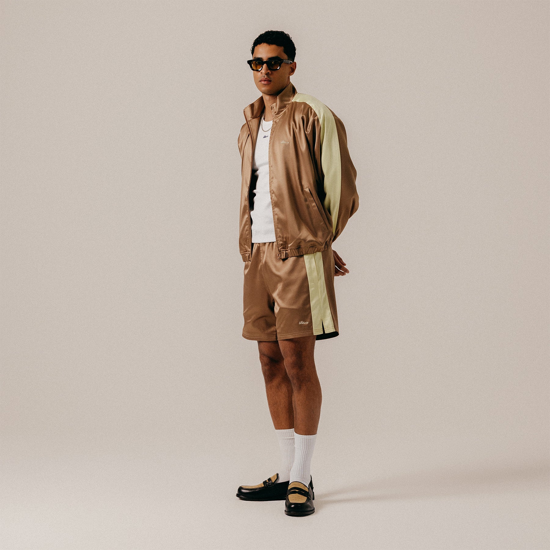 WASHED SATIN SHORTS - GINGER SNAP