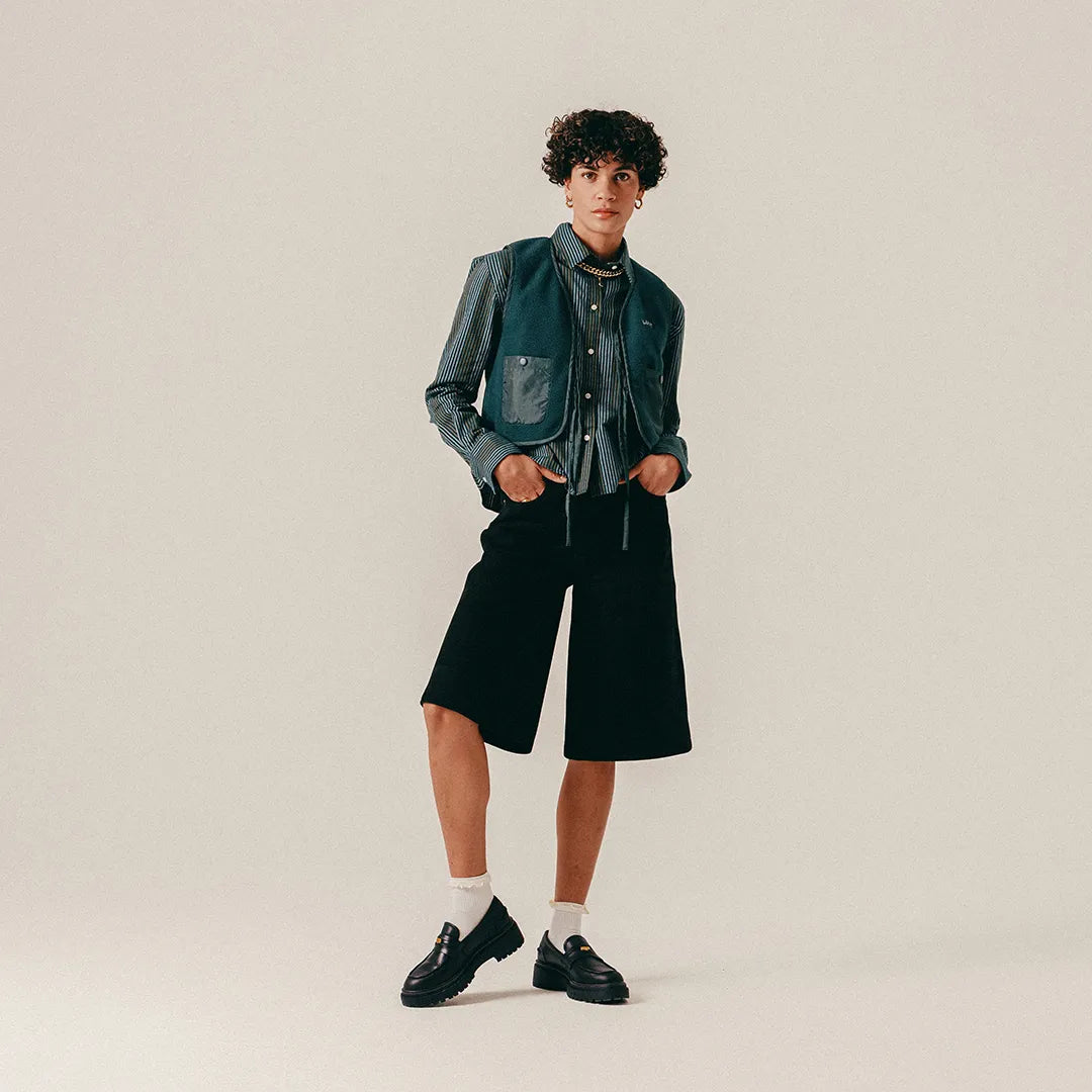 LOGO FLEECE VEST - SEA MOSS