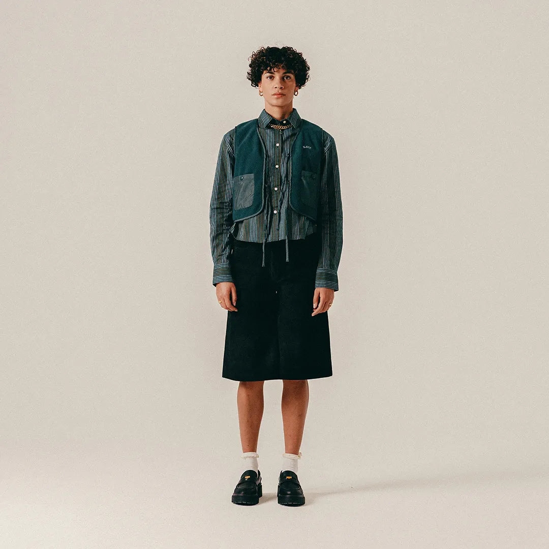 LOGO FLEECE VEST - SEA MOSS