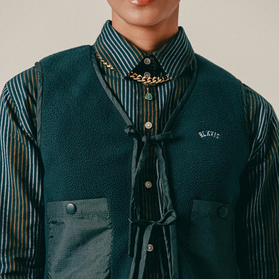 LOGO FLEECE VEST - SEA MOSS