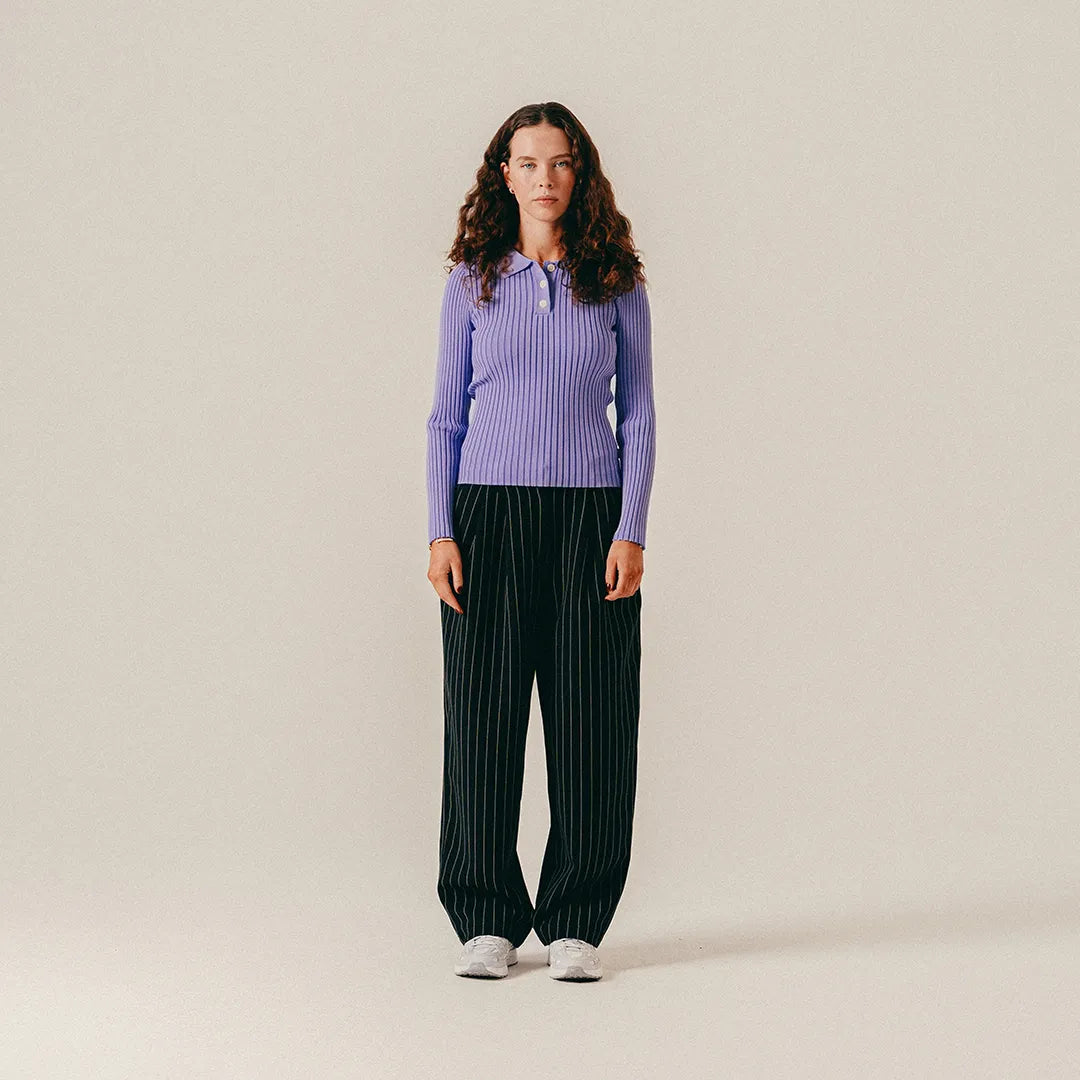 RIB KNITTED POLO - SAND VERBANA