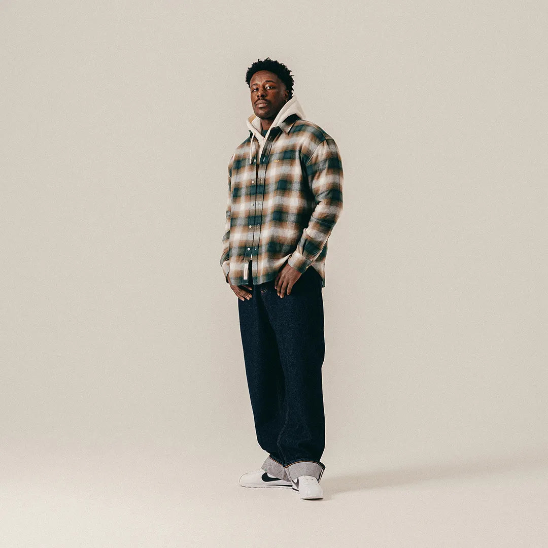 SHADOWCHECK FLANNEL SHIRT - SEA MOSS