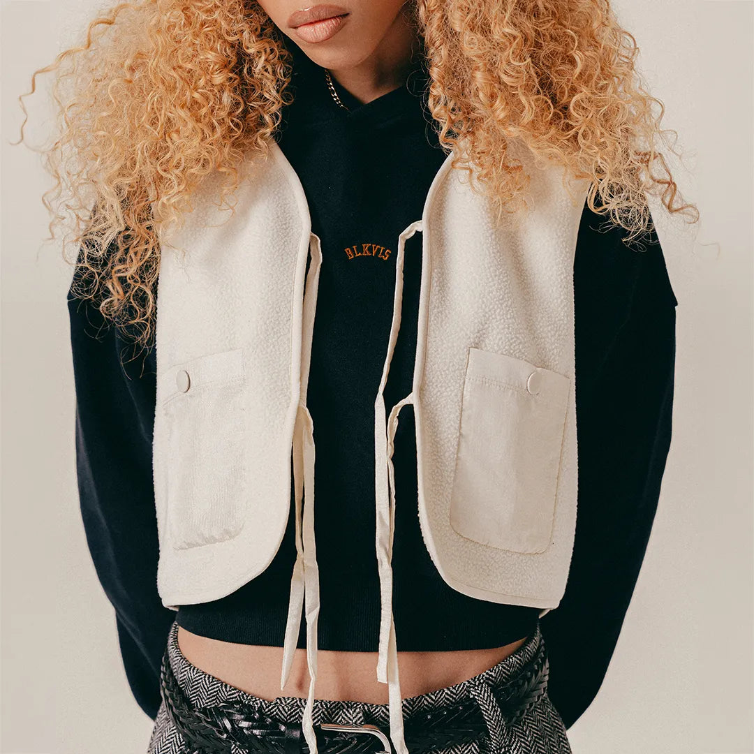 LOGO FLEECE VEST - PAPYRUS