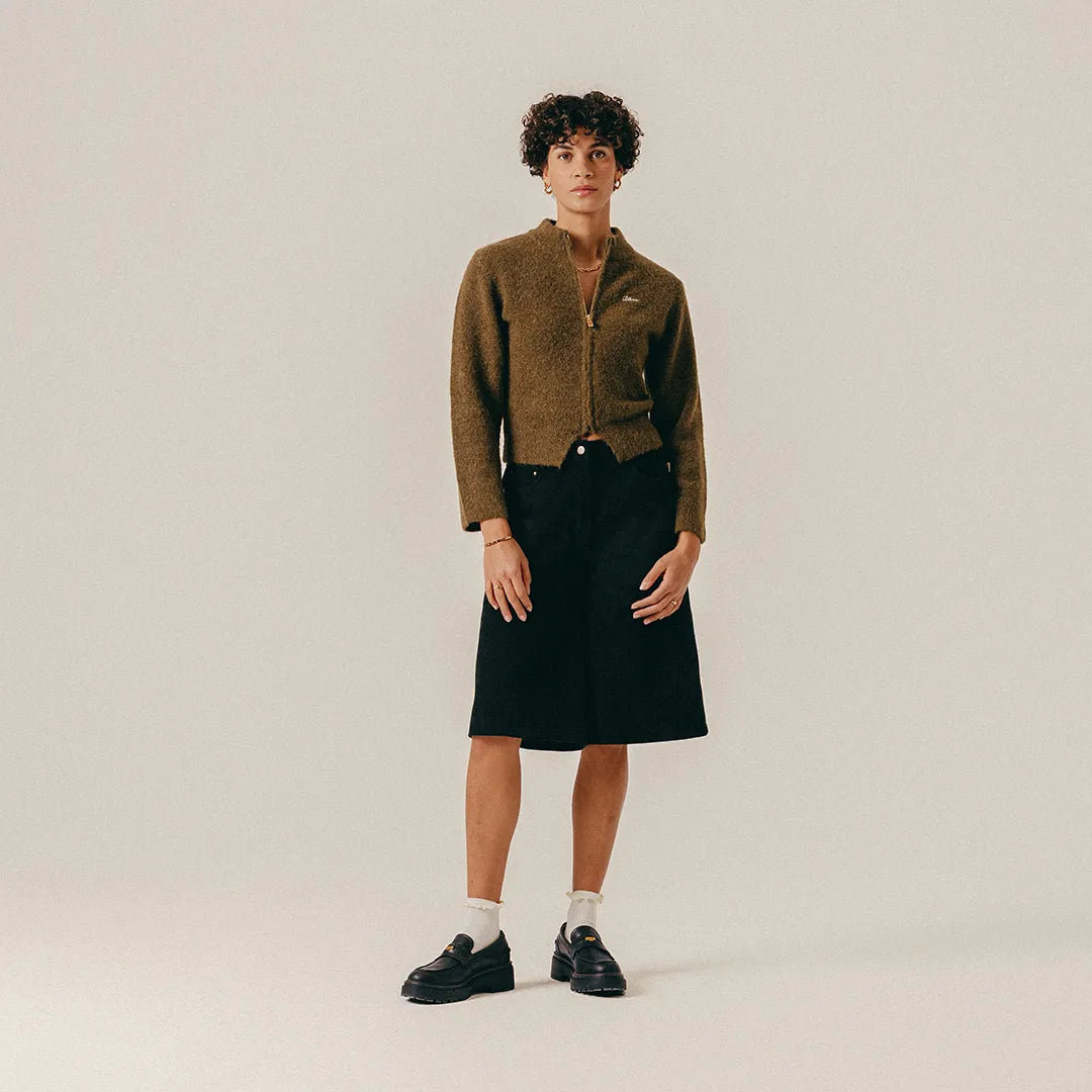HAIRY STRUCTURE CARDIGAN - MILITARY OLIVE