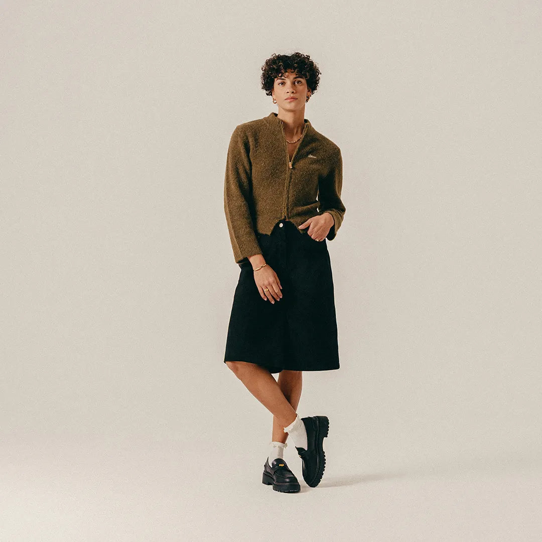 HAIRY STRUCTURE CARDIGAN - MILITARY OLIVE