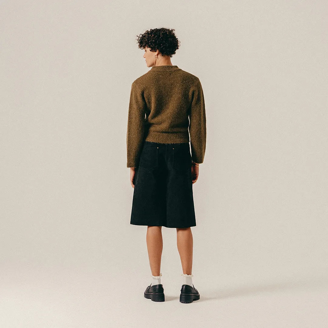 HAIRY STRUCTURE CARDIGAN - MILITARY OLIVE