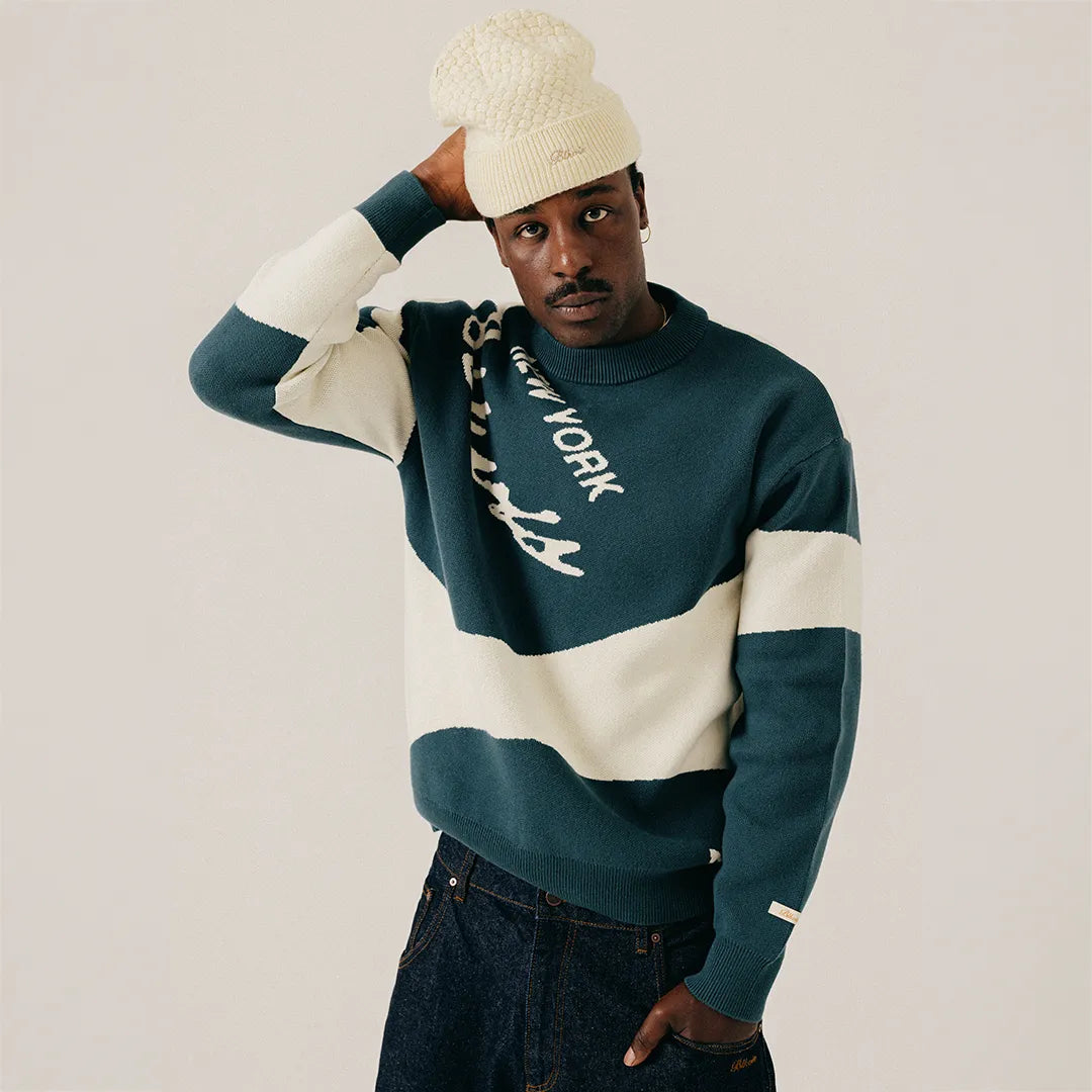 JAQUARD CREWNECK SWEATER - SEA MOSS