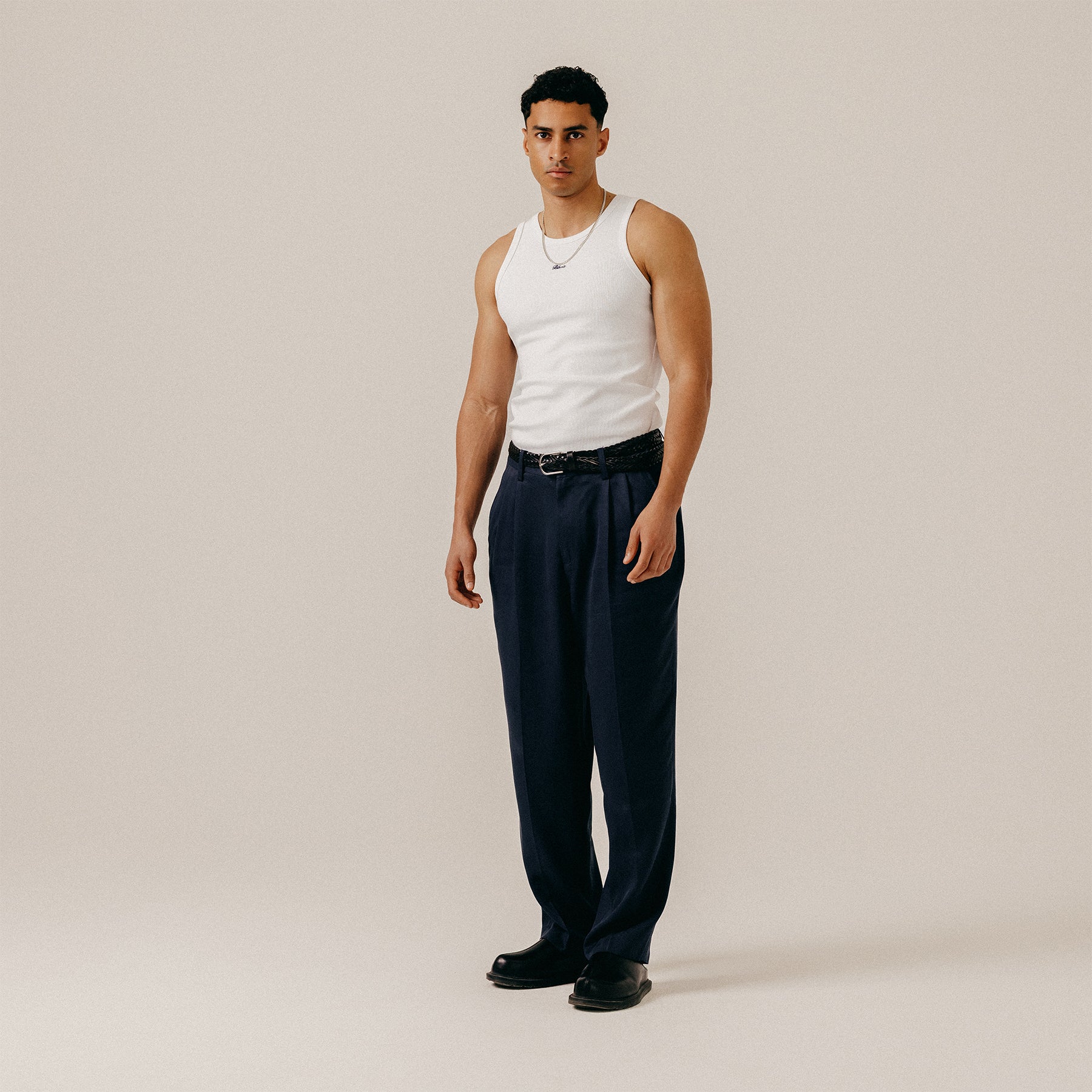 TENCEL PLEATED TROUSERS - BLUEBERRY