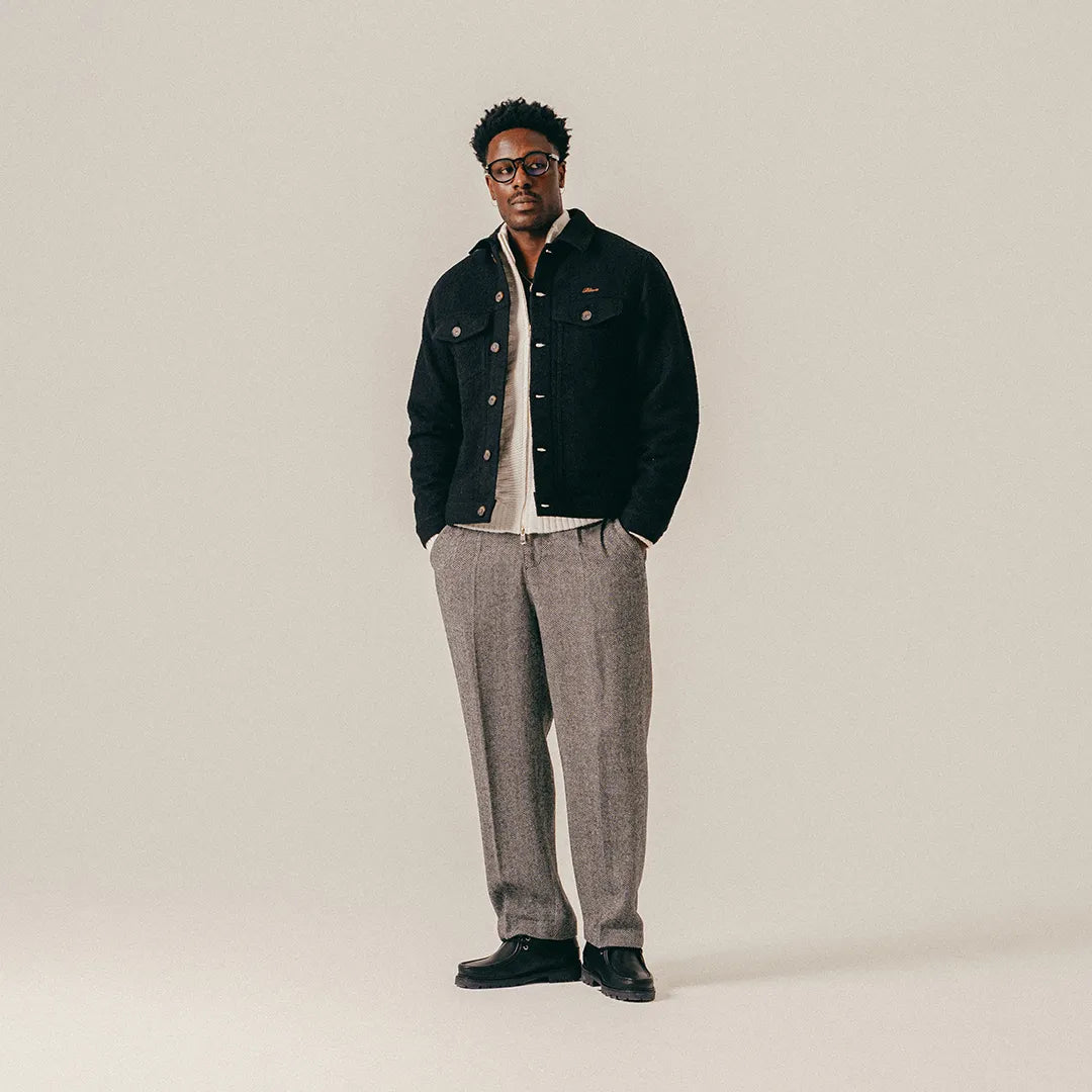 SCRIPT WOOL JACKET - BLACK