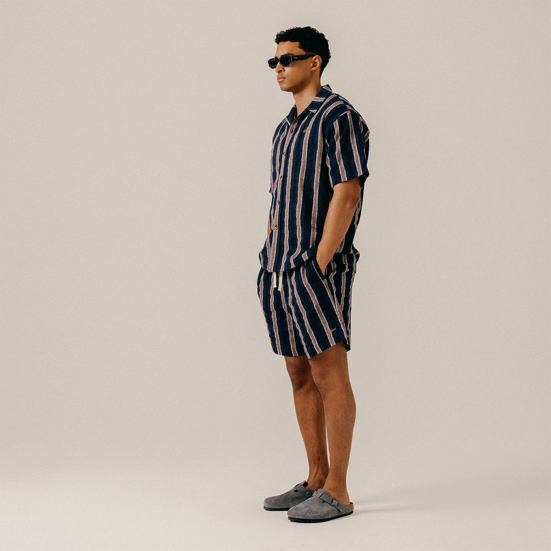 STRUCTURED JAQUARD SHORTS - BLUEBERRY