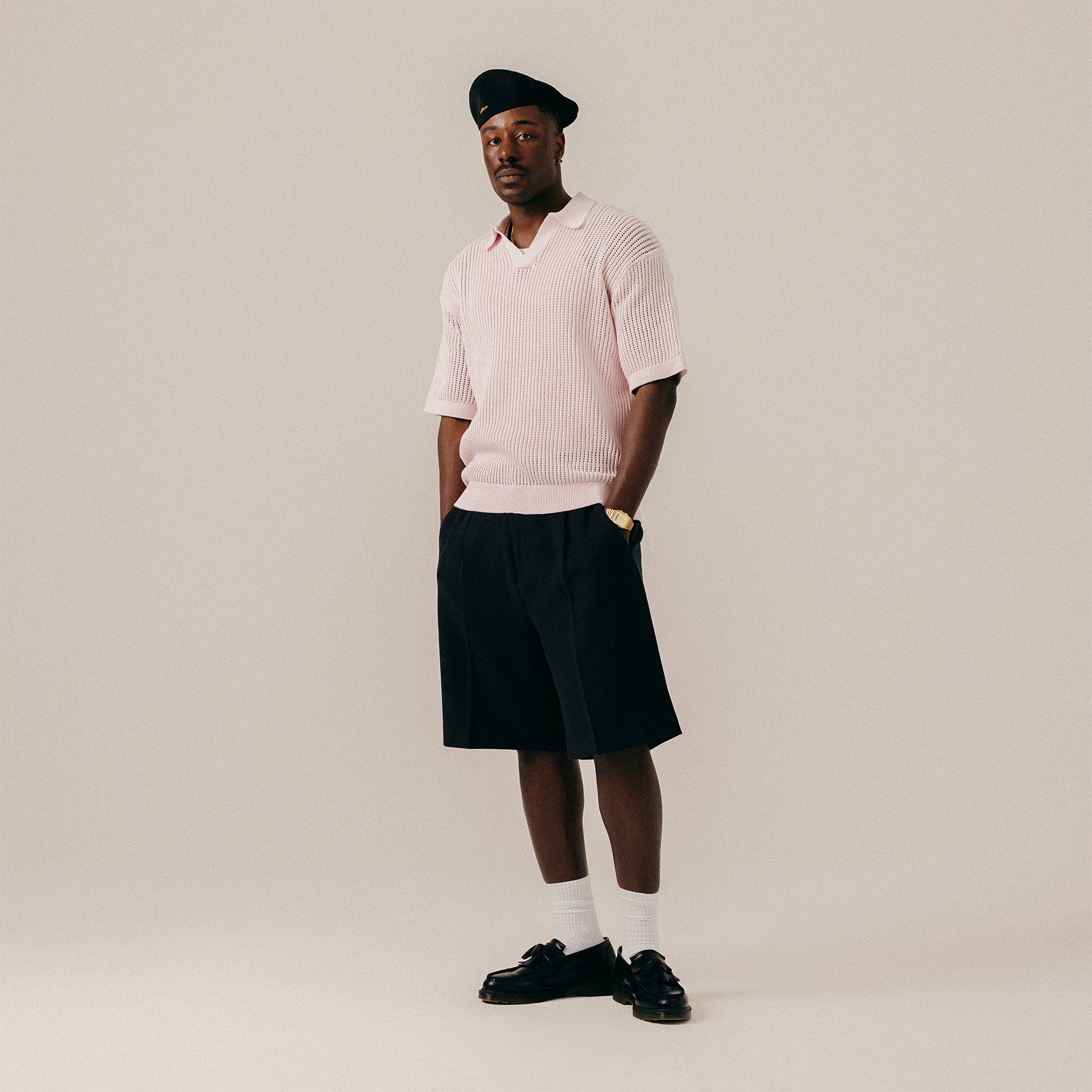 OPEN POINTELLE HENLEY POLO - CRADLE PINK