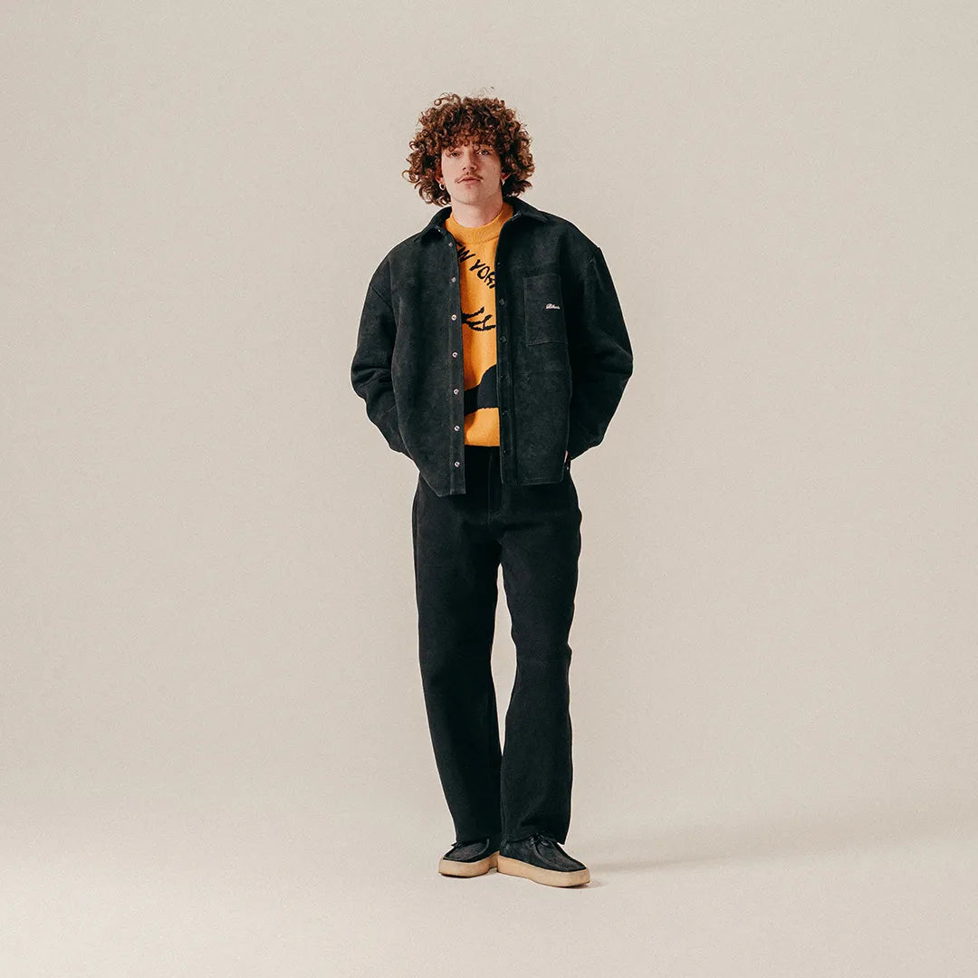 SUEDE LEATHER SHIRT - BLACK