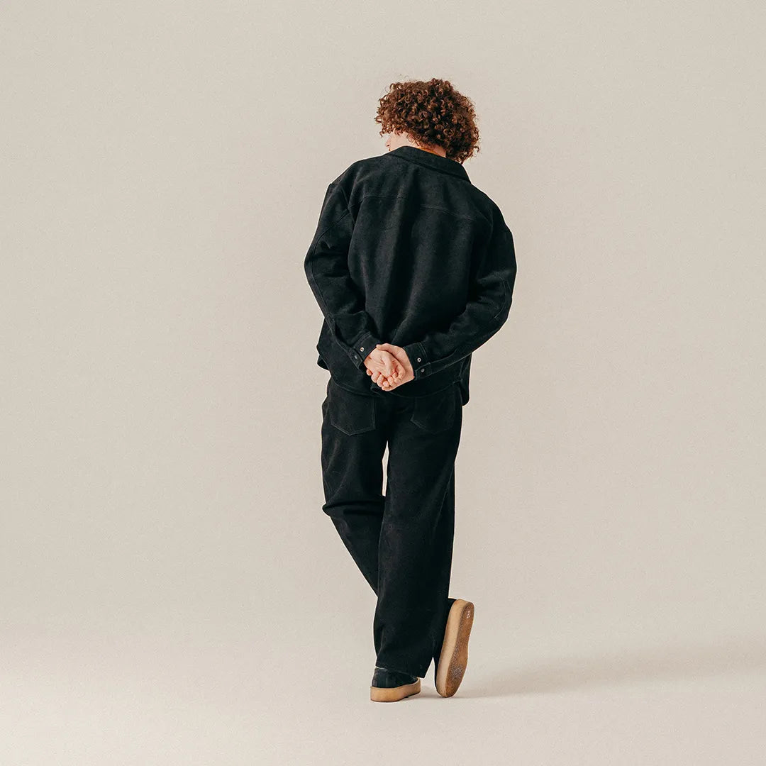 SUEDE LEATHER DENIM - BLACK
