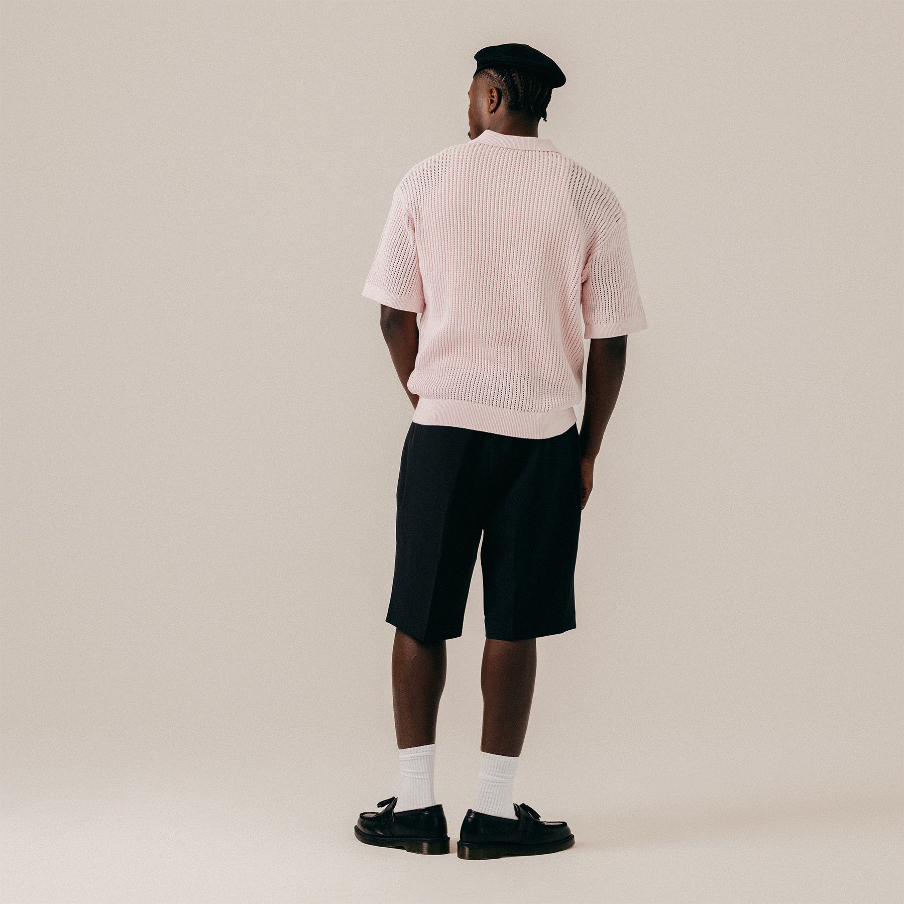 OPEN POINTELLE HENLEY POLO - CRADLE PINK